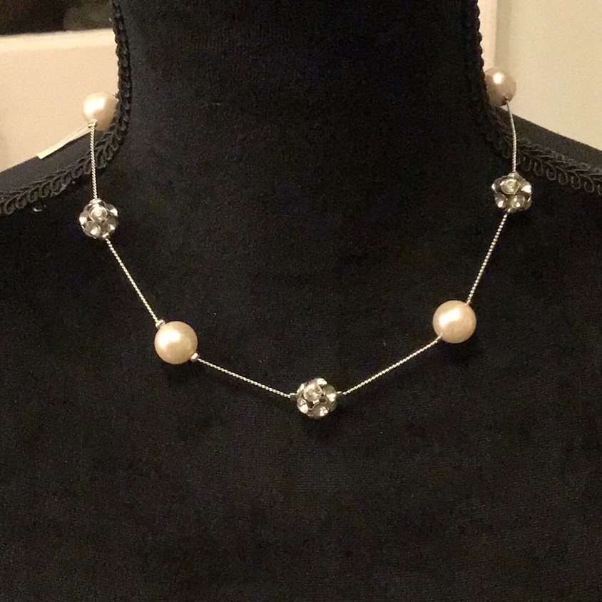 Jillian Michel Pearl And Rhinestone Necklace